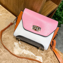 Women Leather Shoulder Bag Color Lock