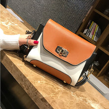 Women Leather Shoulder Bag Color Lock