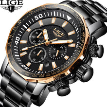 Mens Watches LIGE Top Brand Luxury Men's Military Sports Watch Men's Stainless Steel Waterproof Quartz Watch relogio masculino