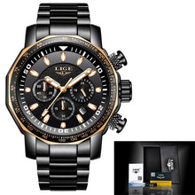 Mens Watches LIGE Top Brand Luxury Men's Military Sports Watch Men's Stainless Steel Waterproof Quartz Watch relogio masculino